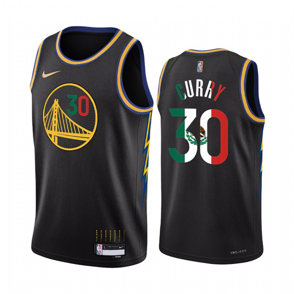 Men's Golden State Warriors #30 Stephen Curry 2022 Black Special Mexico City Edition Stitched Jersey